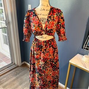 Frille Rose Maxi Floral Boho cut out dress